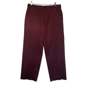 Lands End Mens Burgundy Chinos Trousers Professional Work Classic 35x30